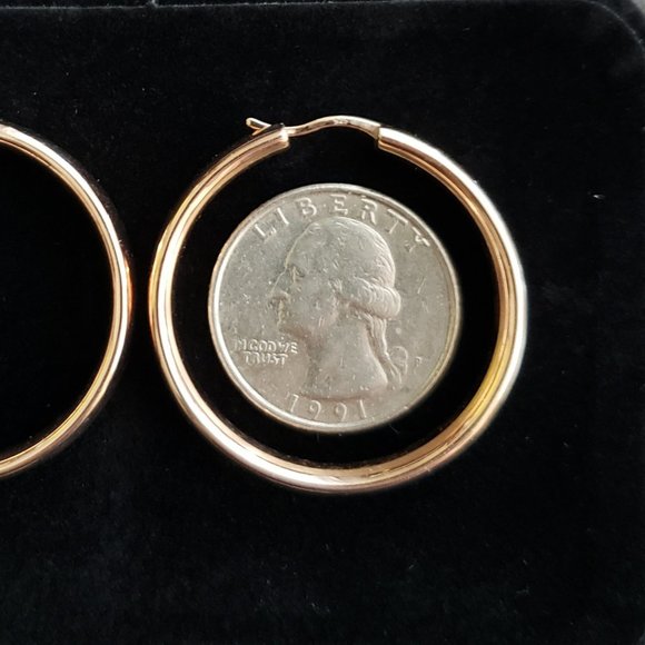 Sterling Silver Rose Gold-Plated High Polish 6mm Half Round Tube Earrings - Picture 4 of 5